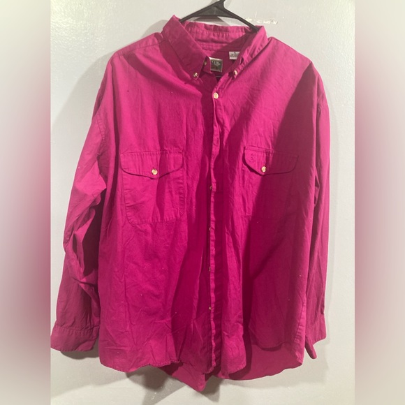 Ivy Club Fuchsia Long Sleeve Button down shirt - Picture 1 of 4